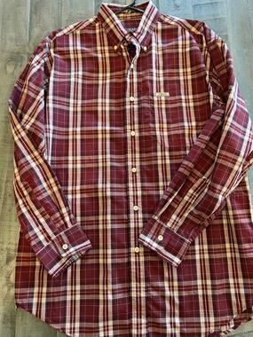 Vintage Chaps Ralph Lauren Men M Plaid Button Down Shirt Maroon
